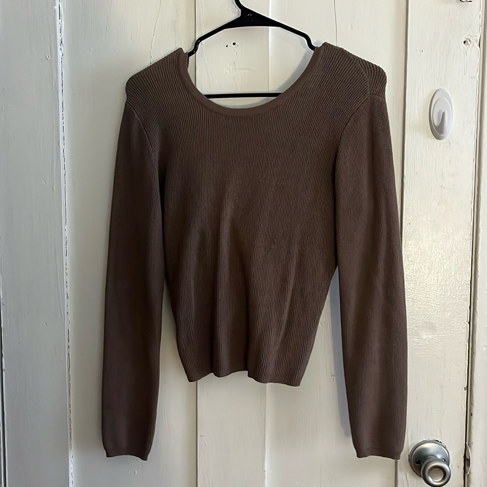 Brown Cross Back Sweater, S